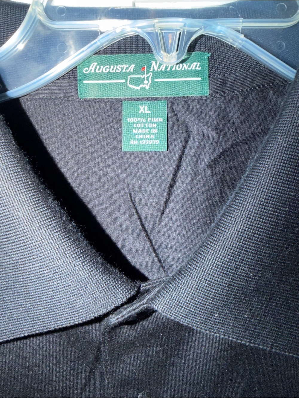 Augusta National Men’s Black Golf Polo with Green & Yellow Crest - Picture 4 of 4